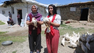 'UĞUR BÖCEKLERİ', KÖY KÖY GEZİP CANLI TAVUK DAĞITTI 