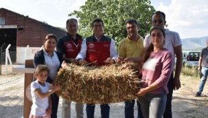 70 kadın üreticiye 700 saman balyası dağıtıldı