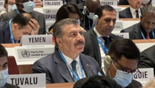 Bakan Koca, 75. Dünya Sağlık Asamblesi'nde Genel Kurula konuştu