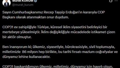 Bakan Kurum: "COP Başkanı olarak atanmaktan onur duydum"