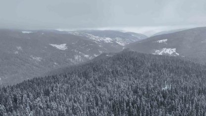 Beyaza bürünen Ilgaz Dağı havadan görüntülendi