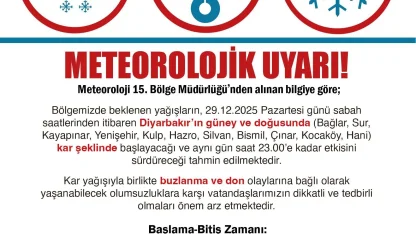 Diyarbakır Valiliğinden kar uyarısı