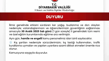 Diyarbakır’da okullar yarın da tatil edildi