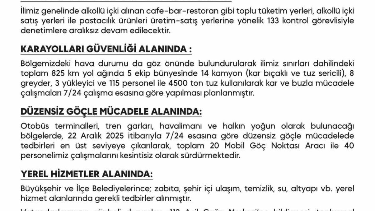 Diyarbakır’da yılbaşı tedbirleri kapsamında 8 bin 737 güvenlik personeli sahada olacak