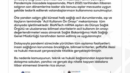 DMM’den "Türkiye’ye BioNTech aşısı gelmedi" iddialarına yalanlama