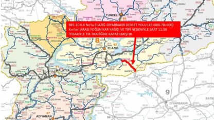 Elazığ-Diyarbakır karayolu ağır taşıt trafiğine kapatıldı
