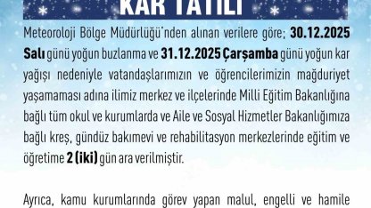 Elazığ’da eğitime 2 gün ara verildi