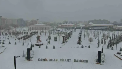 Gaziantep’te kar manzarası havadan görüntülendi