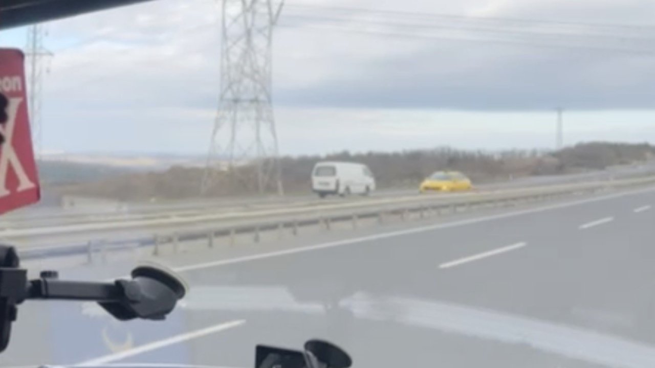 İstanbul Havalimanı yolunda ters yönde giden araç kamerada