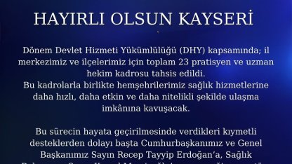 Kayseri’ye 23 hekim kadrosu