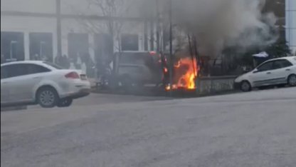 Şile’de seyir halindeki araç alev aldı