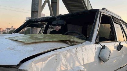 Takla atarak hurdaya dönen Tofaş’ın sürücüsü yaralandı