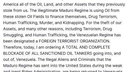 Trump, Venezuela rejiminin "Yabancı Terör Örgütü" olarak tanımlandığını açıkladı