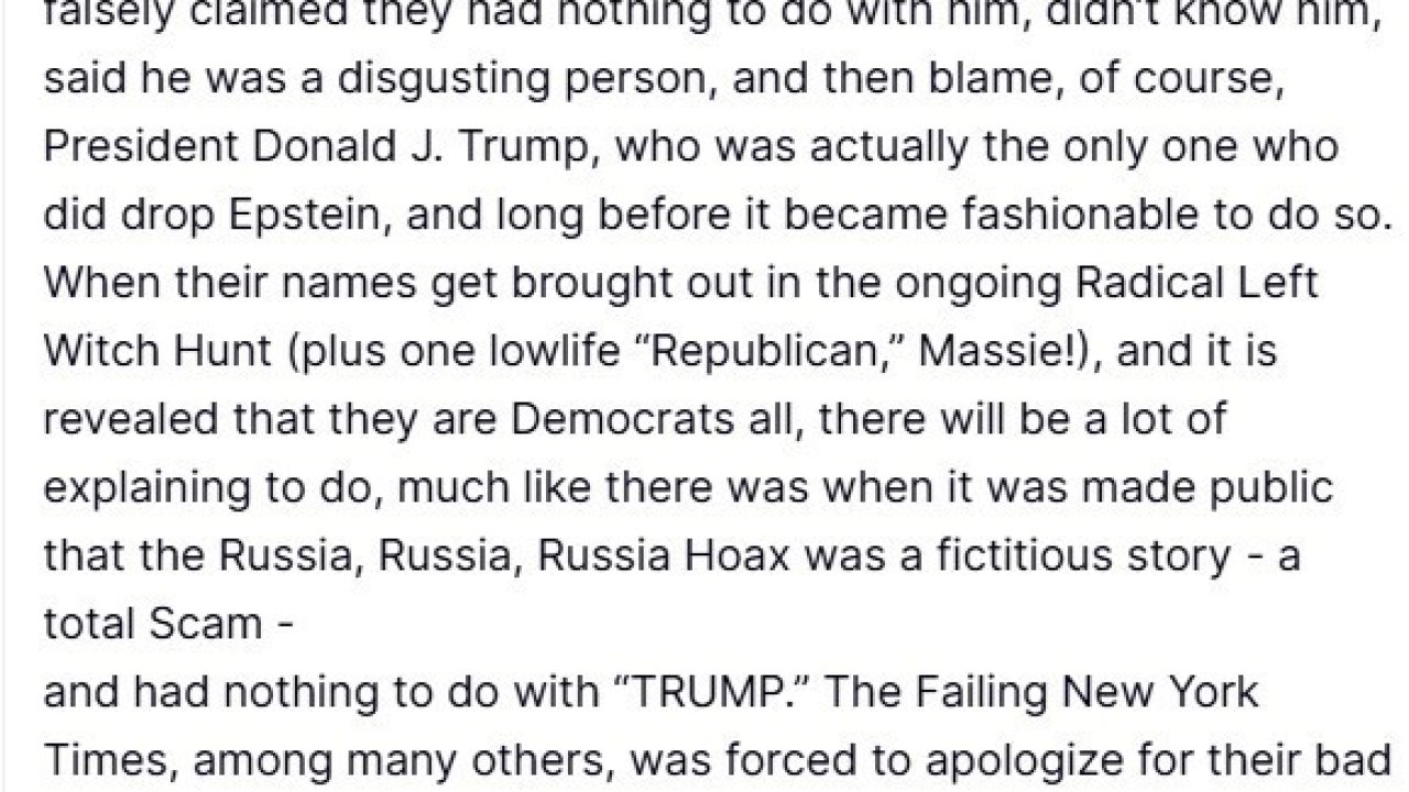Trump’tan Demokratlara Epstein uyarısı: "Çoğu masum birçok arkadaşlarının itibarı zedelenecek"