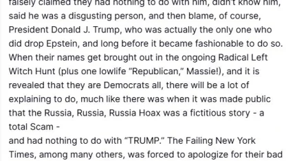 Trump’tan Demokratlara Epstein uyarısı: "Çoğu masum birçok arkadaşlarının itibarı zedelenecek"