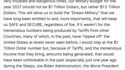 ABD Başkanı Trump: "2027 savunma bütçemizin 1 buçuk trilyon dolar olması gerektiğine karar verdim"