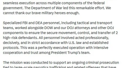 ABD’den Maduro operasyonu açıklaması: "Sonucun sorumluluğu suç faaliyetlerini sürdürmeyi tercih edenlere aittir"