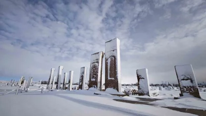 Ahlat’ın tarihi mekanlarından kartpostallık kar manzaraları