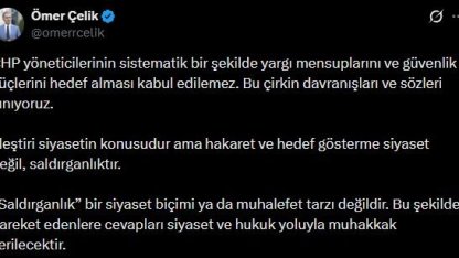 AK Parti Sözcüsü Çelik’ten CHP’ye tepki: "Hakaret ve hedef gösterme siyaset değil, saldırganlıktır"