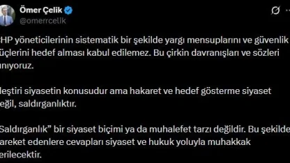 AK Parti Sözcüsü Çelik’ten CHP’ye tepki: "Hakaret ve hedef gösterme siyaset değil, saldırganlıktır"