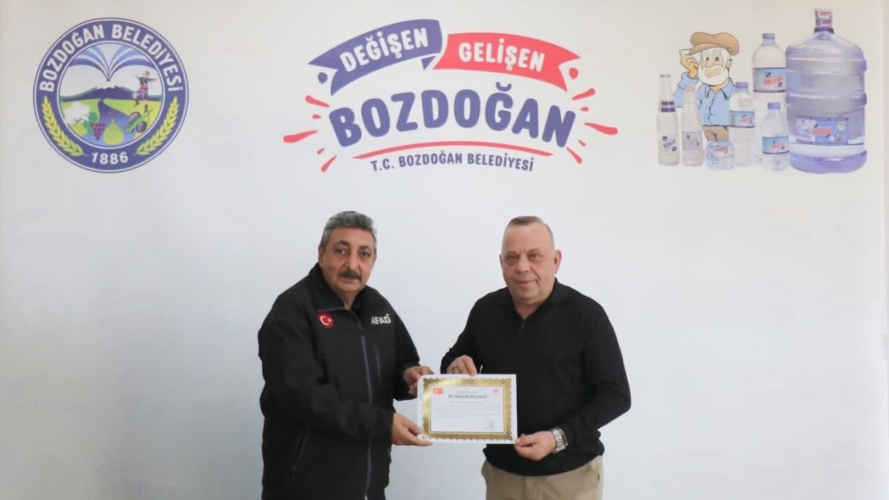 Aydın Valiliği’nden Bozdoğan Belediyesi’ne teşekkür