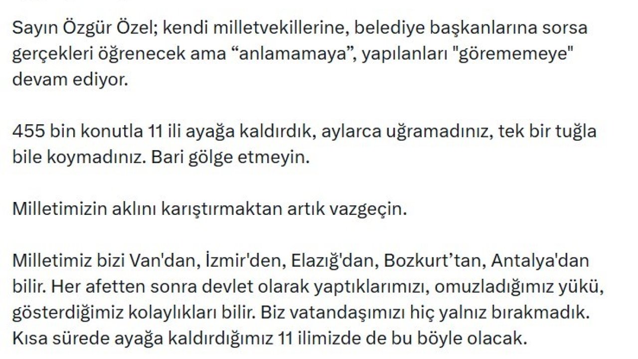 Bakan Kurum: "Tek bir tuğla bile koymadınız, bari gölge etmeyin"