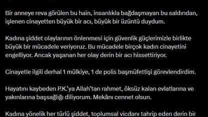 Bakan Yerlikaya: "(Manisa’daki cinayet) Cinayetle ilgili derhal 1 mülkiye, 1 de polis başmüfettişi görevlendirdim"