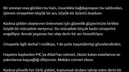 Bakan Yerlikaya: "(Manisa’daki cinayet) Cinayetle ilgili derhal 1 mülkiye, 1 de polis başmüfettişi görevlendirdim"