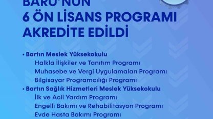 BARÜ’nün 6 ön lisans programı akredite edildi