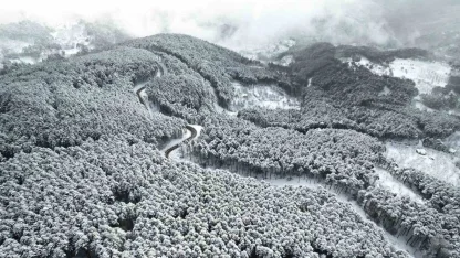 Beyaz örtüyle Uludağ’ın virajları görsel şölene dönüştü