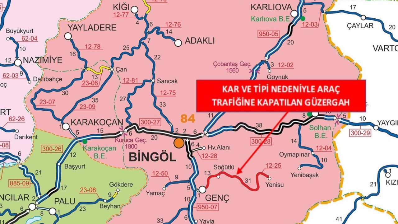 Bingöl’ün ilçesinde bir yol trafiğe kapatıldı