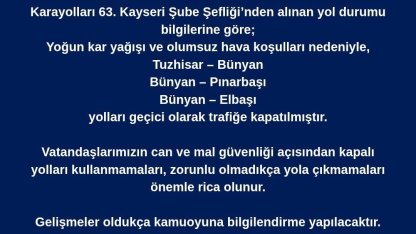 Bünyan’da ulaşıma kar engeli