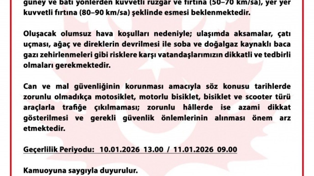 Bursa Valiliği’nden peş peşe uyarılar