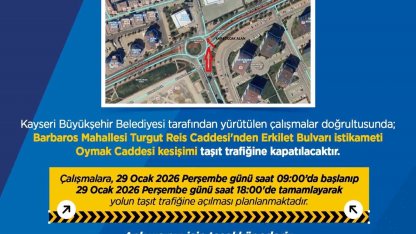 Büyükşehirden sürücülere ‘yol çalışması’ uyarısı