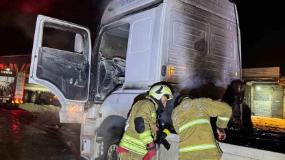 Cizre’de seyir halindeki Tır alevlere teslim oldu