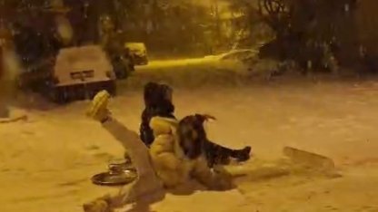 Darende’de kar yağışıyla gelen eğlence