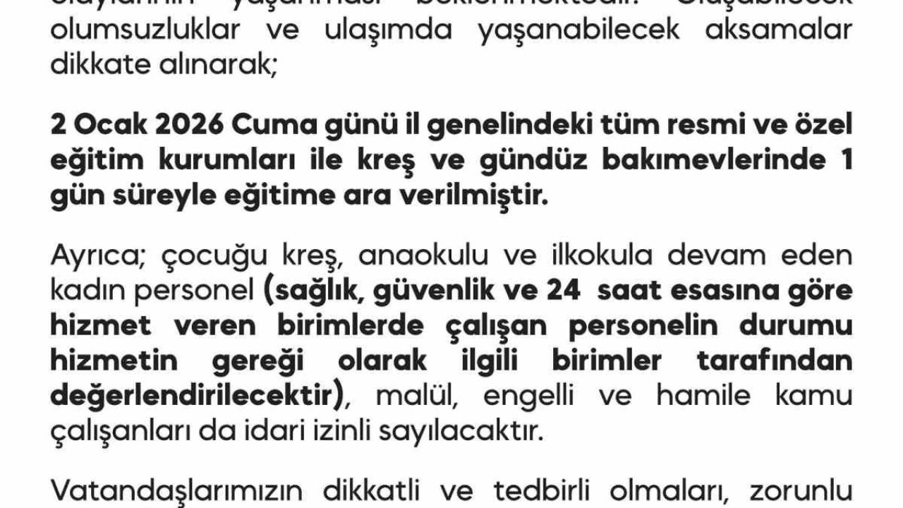 Diyarbakır’da okullar 1 gün tatil edildi