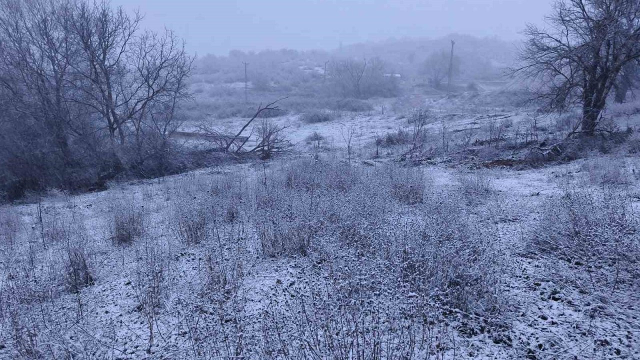 Edirne’nin Hamzabeyli köyünde kar yağışı başladı