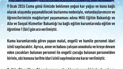 Elazığ’da eğitime 1 gün ara verildi