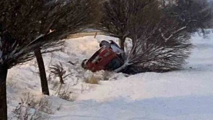 Elazığ’da otomobil devrildi