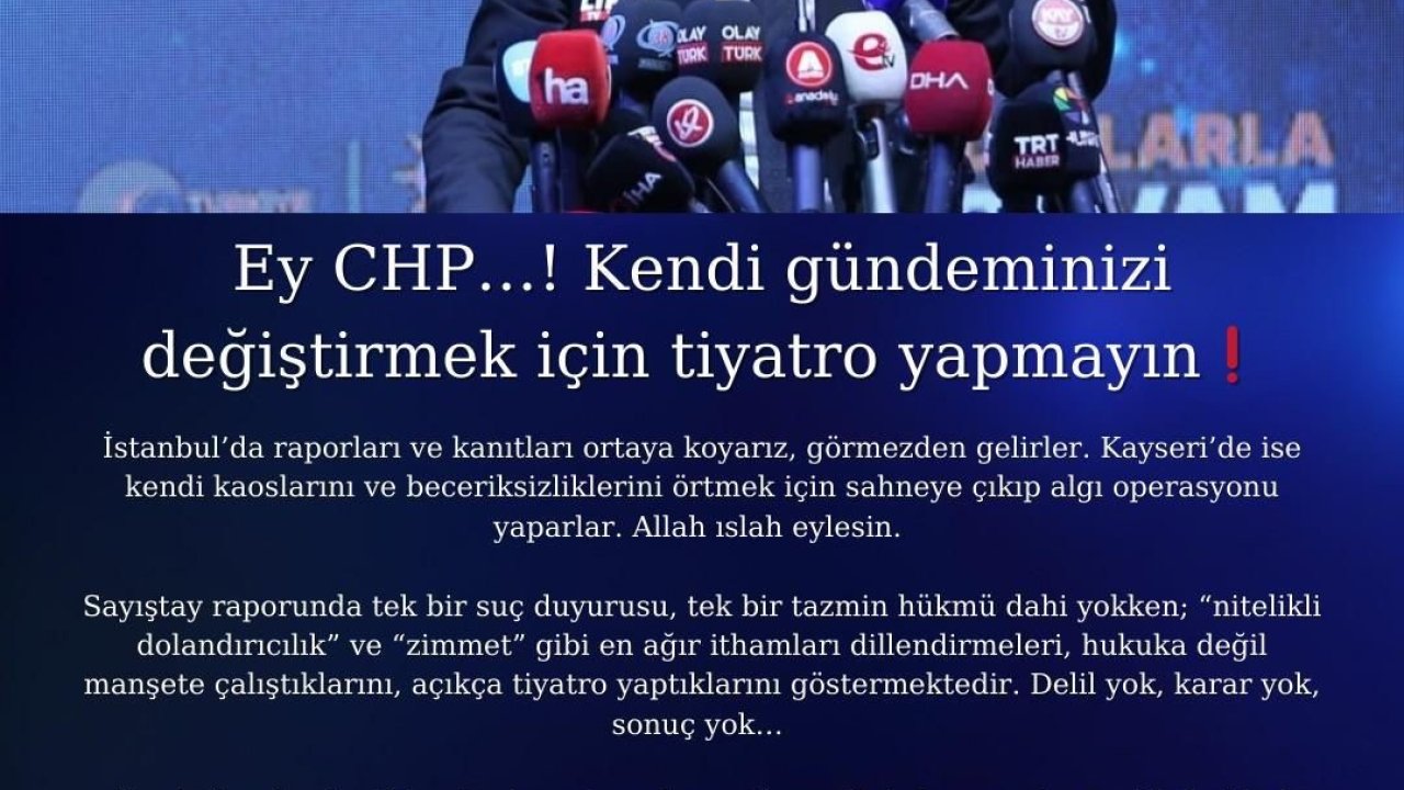 Hüseyin Okandan: "Ey CHP, kendi gündeminizi değiştirmek için tiyatro yapmayın"