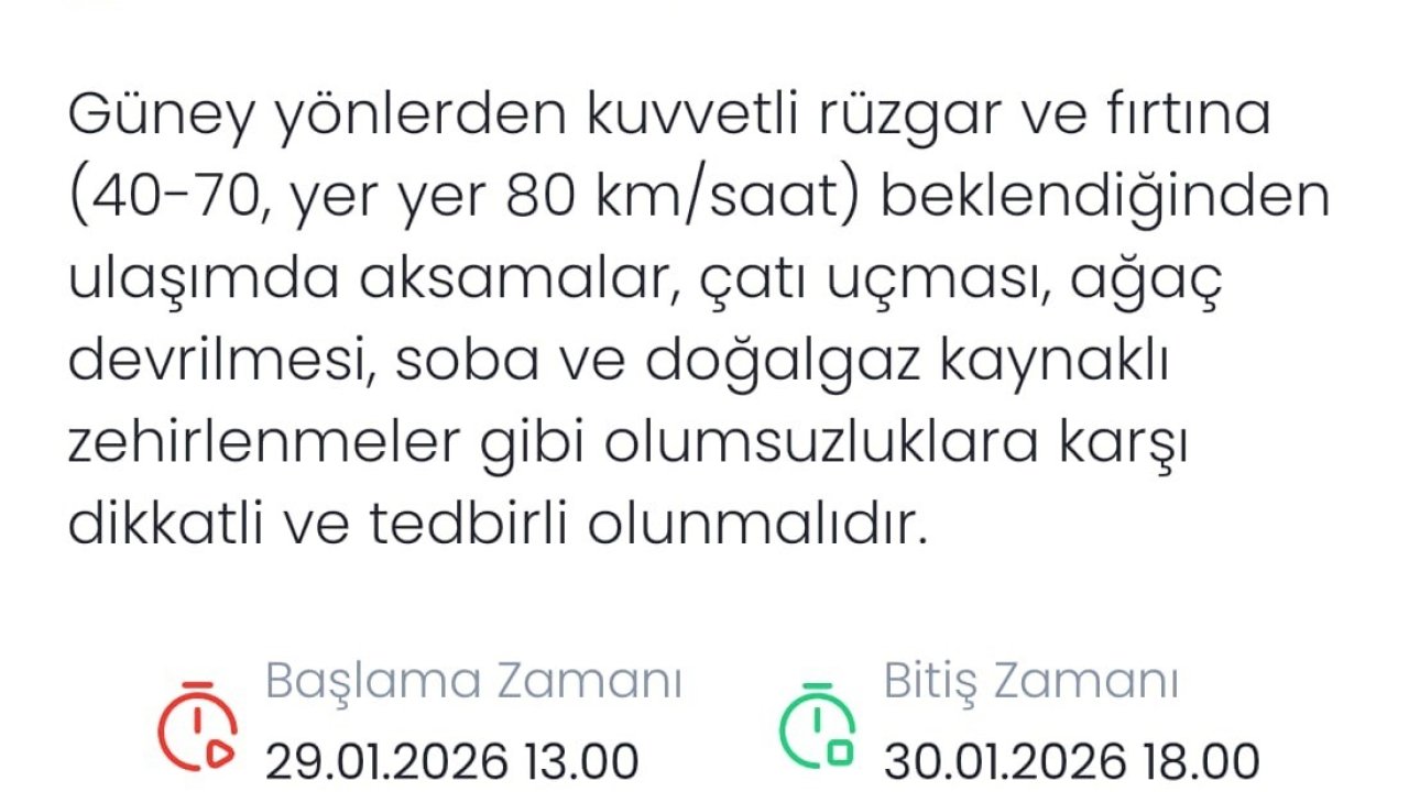 Meteoroloji Denizli için fırtına uyarısında bulundu