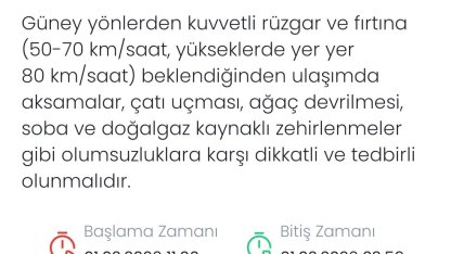 Meteoroloji’den Denizli için fırtına uyarısı