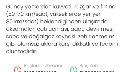 Meteoroloji’den Denizli için fırtına uyarısı