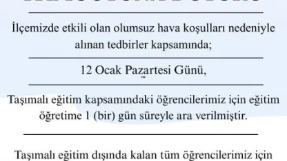 Şarköy’de taşımalı eğitime bir gün ara verildi