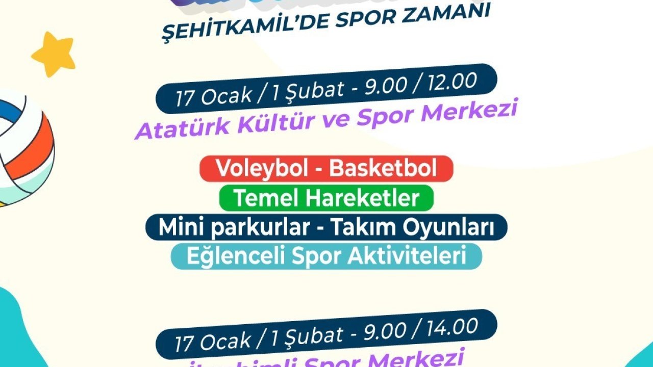 Şehitkamil’de yarıyıl tatili spor şenliğiyle renklenecek