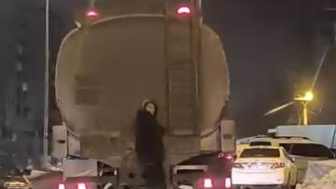 Tanker arkasında tehlikeli yolculuk