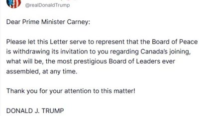 Trump, Kanada Başbakanı Carney’e yaptığı Gazze Barış Kurulu’na katılım davetini geri çekti