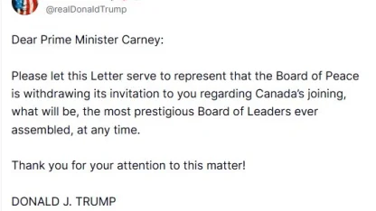 Trump, Kanada Başbakanı Carney’e yaptığı Gazze Barış Kurulu’na katılım davetini geri çekti