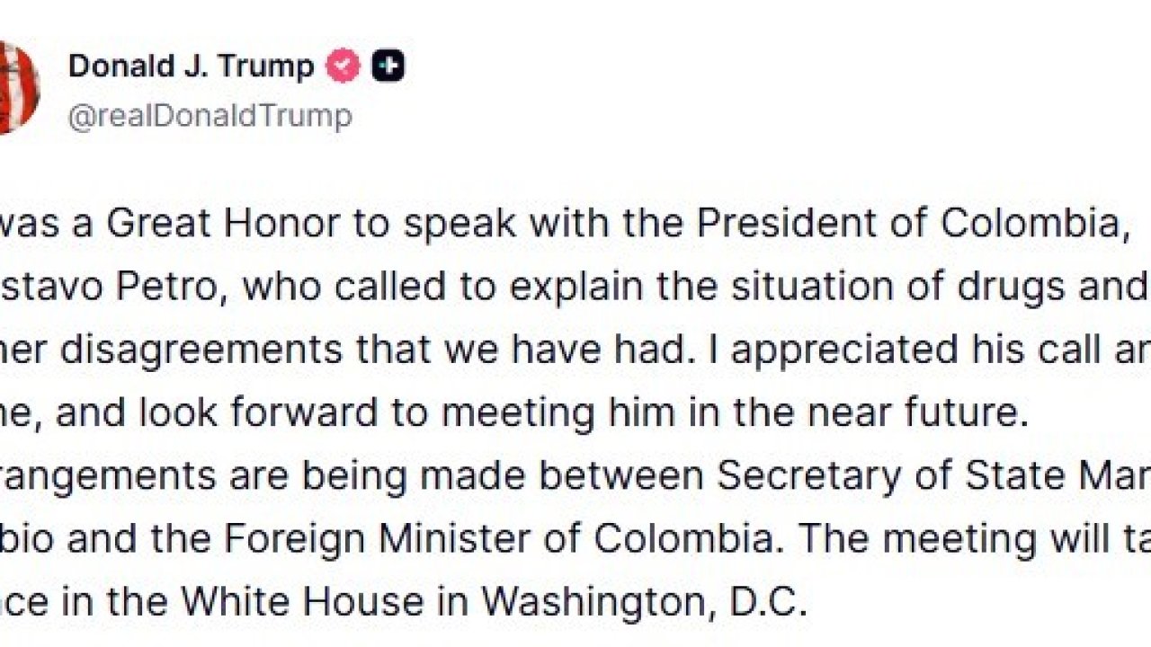 Trump, Kolombiya Devlet Başkanı Petro ile telefonda konuştuğunu duyurdu: "Beni aramasını ve üslubunu takdir ettim"